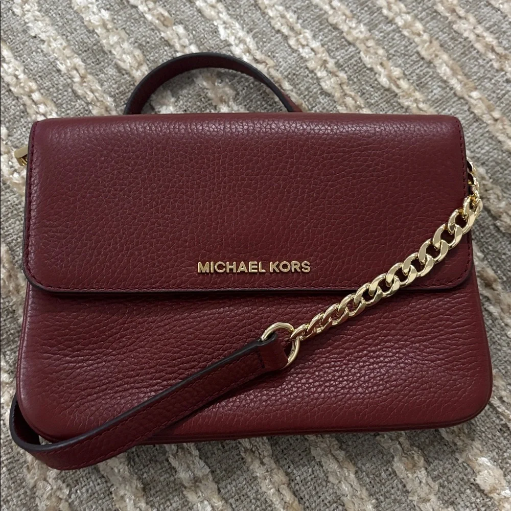 Michael Kors Cherry Bedford Pebbled‎ Leather Crossbody Bag Purse NWOT